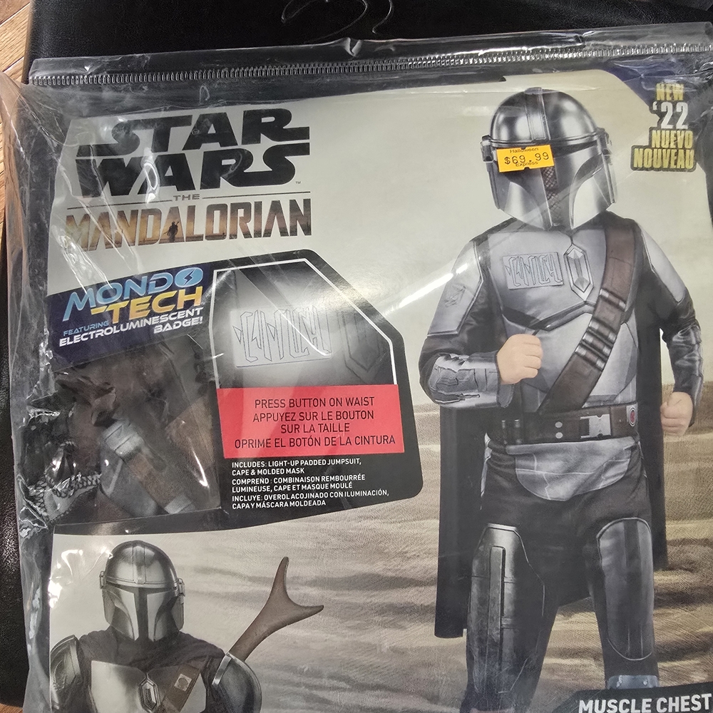 Star Wars Mandalorian Kids Costume - Black and Silver Size 4-7
